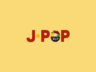 J-Pop brand branding japan japanese japanese food japanese restaurant logo logo design logogram ramen red yellow