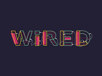 WIRED cables connected identity logo neon psychedelic type modification wired