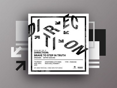 CG Invitation - Direction arrows black cellgroup church direction instagram invitation layout novecento shapes typography white