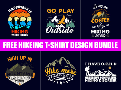 Free Hiking T Shirt Design Bundle adventure adventure t shirt design amazon t shirts amazon t shirts design app design hiking shirts illustraion teepublic t shirts