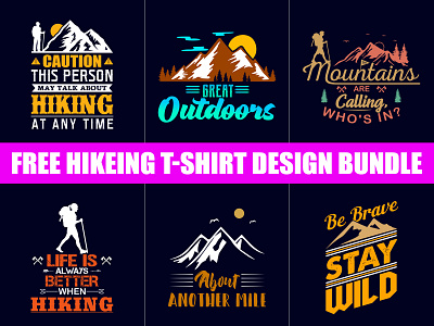 Free Hiking T Shirt Design Bundle adventure adventure t shirt design amazon t shirts amazon t shirts design app design hiking shirts illustraion teepublic t shirts