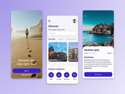 Travel app app design ui