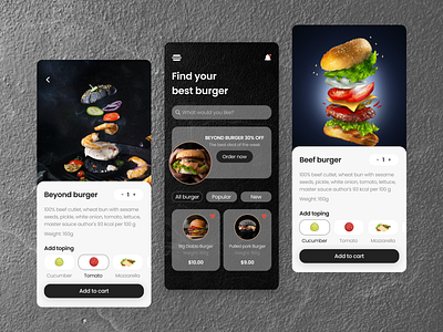 Burger app app design ui