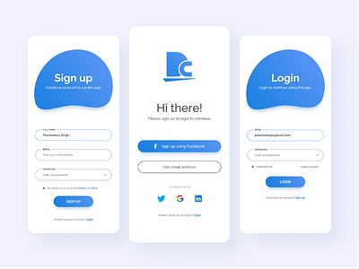 Sign Up/Login Screen