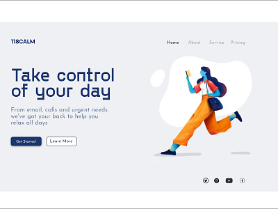 Landing page for 118calm animation branding design logo ux vector