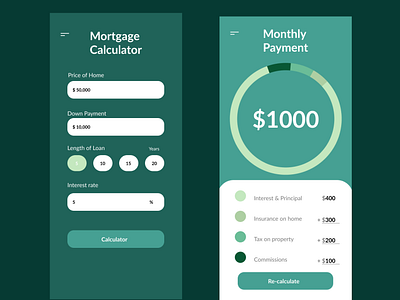 Calculator for Mortgage.