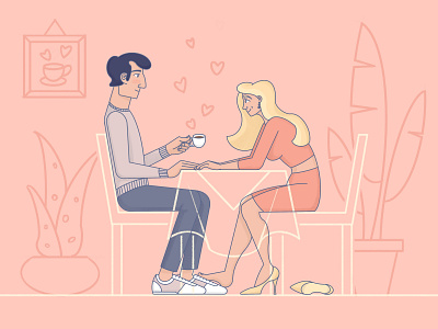 coffee character design characters coffee coffee shop cute date happy people high heels illustration in love love love potion plants procreate scribbles sweater sweet trainers valentines day