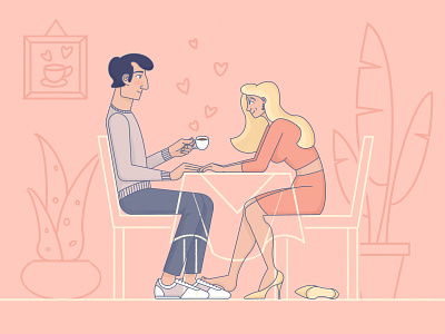 coffee character design characters coffee coffee shop cute date happy people high heels illustration in love love love potion plants procreate scribbles sweater sweet trainers valentines day