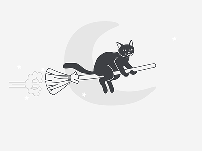 Happy Halloween! black white broom cat halloween icon illustration scary