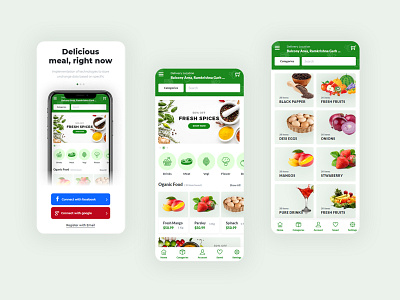 Grocery Mobile App by uitheme on Dribbble