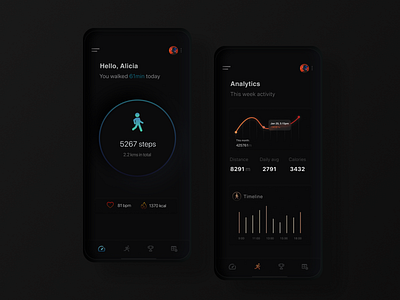 Upcare - your daily fitness app black clean dark dark ui darkmode design figma fitness fitness app minimal minimalist mobile running typography ui uidesign uiux