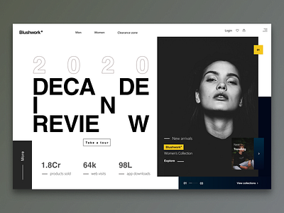 Blushwork - Landing Page art black clean dark design digitalart fashion figma girl minimal minimalism shopping typography ui uidesign ux web webdesign website women