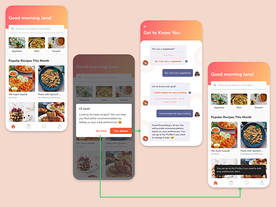 Mobile App Onboarding with Conversational UI app conversational ui cooking mobile onboarding recipe sketch
