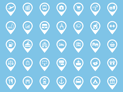 Point of Interest Icon Set dashboard flat icon interest map place point