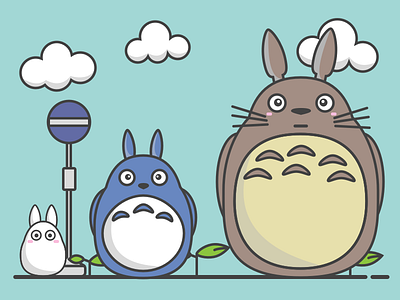 My Neighbor Totoro flat ghibli illustration line movie totoro
