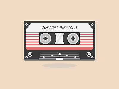 Awesome Mix Vol. 1 cassette drawing flat icon illustration marvel music radio vector