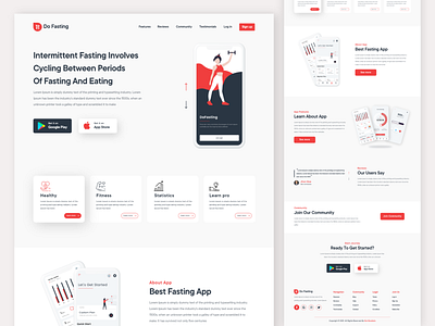 Intermittent Fasting app landing page UI 2020 trendy app landing app landing page app landing page ui app landing template clean creative design fasting app landing page ui intermittent fasting app landing page ui 2021 ui ux web website