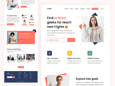 Totor Finding Landing page 2021 clean cool creative education educational good good experince good looking landing page trendy tutor user experience