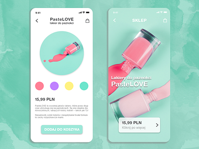 Mobile app PasteLOVE / Koncept appki PasteLOVE ui ux