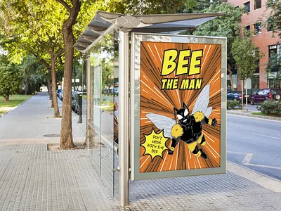 Bee the man animation billboard design kv landing page leaflet ui ux