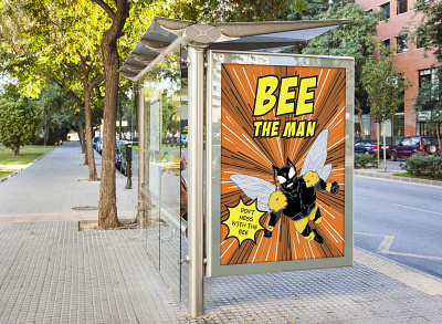 Bee the man animation billboard design kv landing page leaflet ui ux