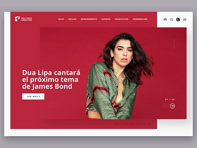 Channel Uno bogota canal canal uno channel colombia dailyinspiration dua lipa entreteniment interface design redesing singer site slider typography ui ui design ux ux ui web website