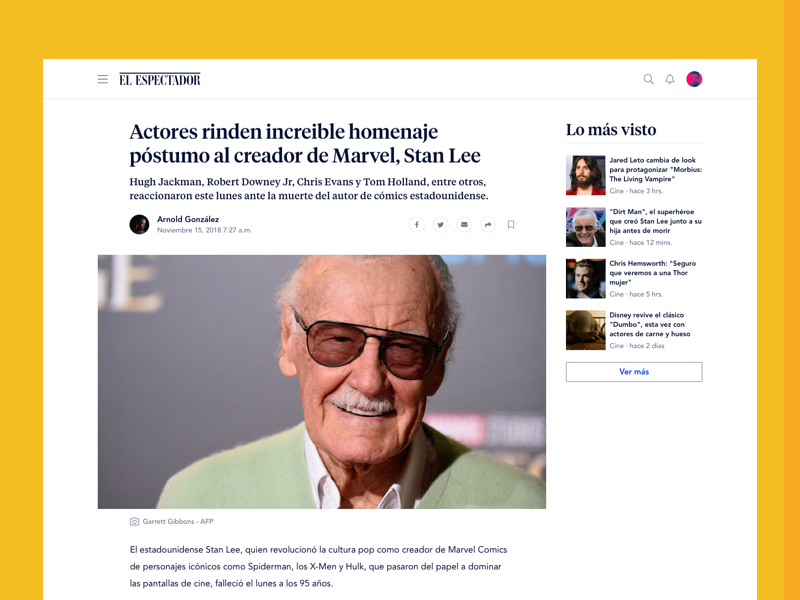 El Espectador marvel stanlee ux typography clean redesing uidesign interface design dailyinspiration web site design ui-design ui colombia bogota website page layout newspaper