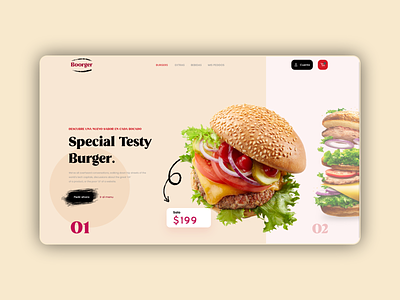 Boorger UI burger design food shop shot ui web webdesign website design