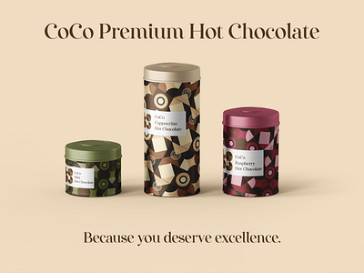 CoCo Hot Chocolate brand design brand identity brand identity branding brand mockup chocolate design food and drink graphic design illustration mock up mock ups mockups pacakaging package design product productdesign