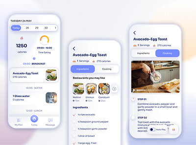 Daily Meal Plan App Design application design breakfast dinner food healthy meal planing schedule ui