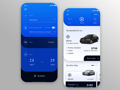 Luxury Car Rental Application. category page design rental app rental car search screen uidesign