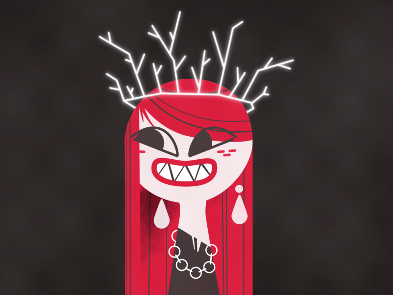 dark queen animation aueen characterdesign dark death design ginger girl horror illustration joystick joystick n sliders motion motion design motiondesign procreate queen redhead vector