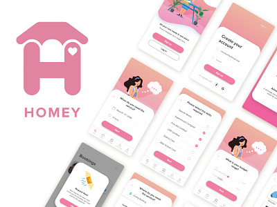 Homey: a home service booking app booking app branding competitive analysis design home home service illustration mobile app prototype ui user flow ux vector