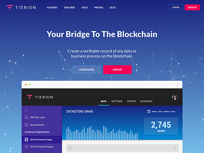 Tierion Web Site blockchain web design