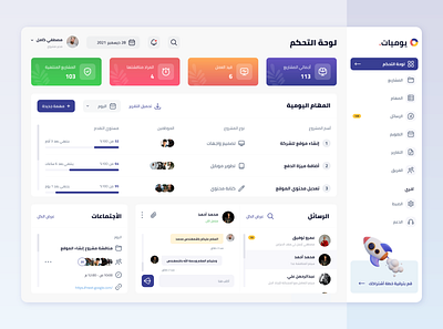 Tasks Management Dashboard app arabic calendar dashboard data date design graphic graphic design management meeting plans product design projects style subscription tasks ui uidesign ux