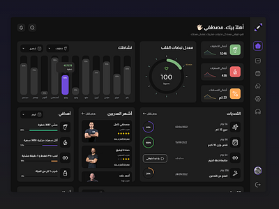Fitness Dashboard app arabic dark dashboard design excerises fitness graphic gym product design ui uidesign ux we