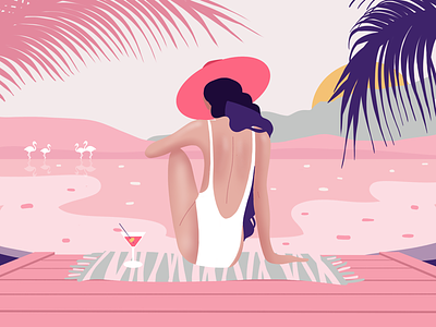 Pink Summer colour drawing illustration illustrator pastel procreate summer ui ux
