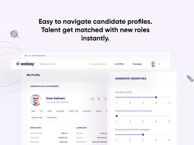 Walzay - Hire the best talent in the universe. analytic checkout dashboard data data visualization design icon interface logo presentation presentation design product product design profile shadow typography ui ui design ux uxui