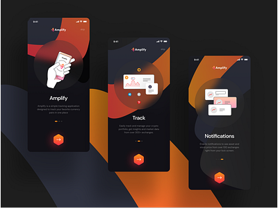 Amplify Onboarding Screens amplify android app explainer interface ios mobile app onboard onboarding playstore presentation ui ui ux ui design ui designer ui kit uidesign ux ux design
