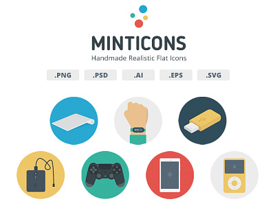 Minticons - Electronic Gadgets Flat Icons colorful device electronics flat free gadgets icon illustration illustrator multicolor photoshop svg