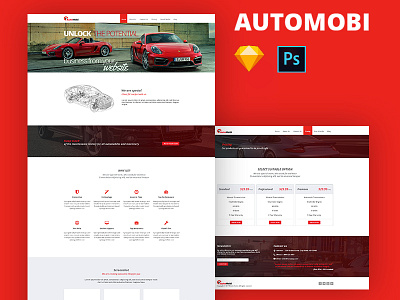 Freebie - Automobi Web Template app automobile design freebie landing minimal page template theme ui web webdesign