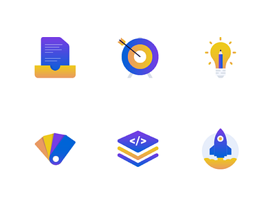 Design Process Icons - Pixack design gradient icons illustration minimal multicolor process ui ux web