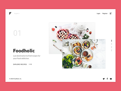Foodholic - Recipes for Food Addicted Header flat food landing minimal page product web webdesign