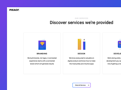 Pixack Studio Services design gradient icons illustration minimal process services ui ux web