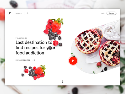 Foodholic - Recipes for Food Addicted Header V2 flat food landing minimal page product web webdesign