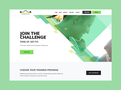 Elevate Training active dynamic fitness gym health minimal movement nutrition physiotherapy sport typography ui ux web website