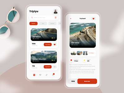 Tripiyu - Travel App design minimalist mobile mobileapp simple travelapp traveling uiux