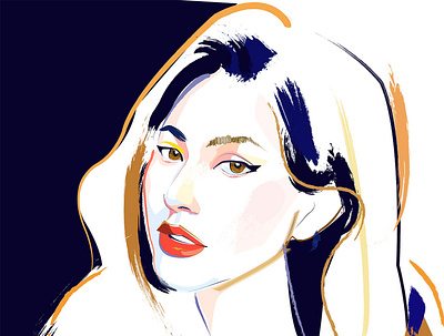 Indigo Gold Portrait brush contour drawing editorial art editorial design fashion icon fashion illustration illustration indigo magazine cover magazine illustration pop art portrait art vector vogue