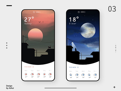 weather app 3 ai app design illustration night ui weather weather app