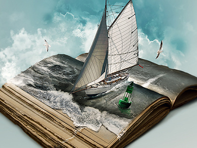 PATNA photo manipulation (speed art) 2to2 conrad digital art illustration manipulation old book photoshop polaus sails sea speed art speed painting